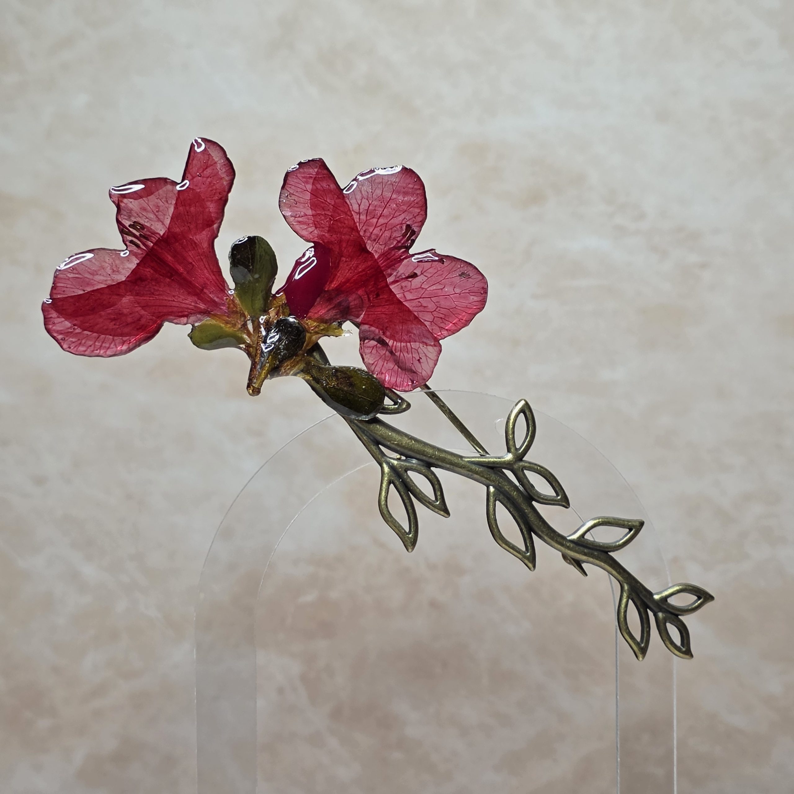 Double red azalea pin