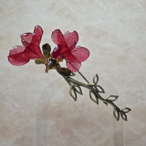 Red double azalea pin