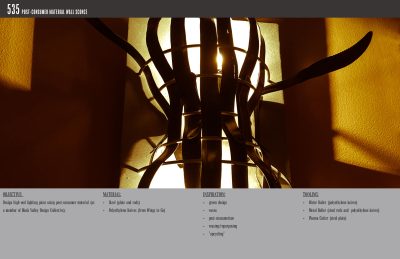 Designed a wall sconce using post-consumer material.